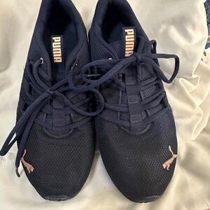 Puma Dark Blue Athletic Shoes with Pink Accents